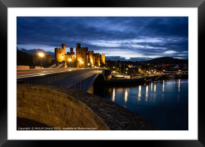 Conwy castle by night 620 Framed Mounted Print by PHILIP CHALK