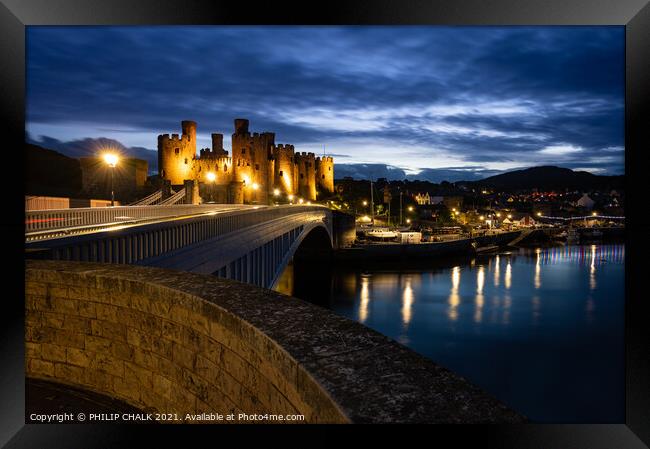 Conwy castle by night 620 Framed Print by PHILIP CHALK
