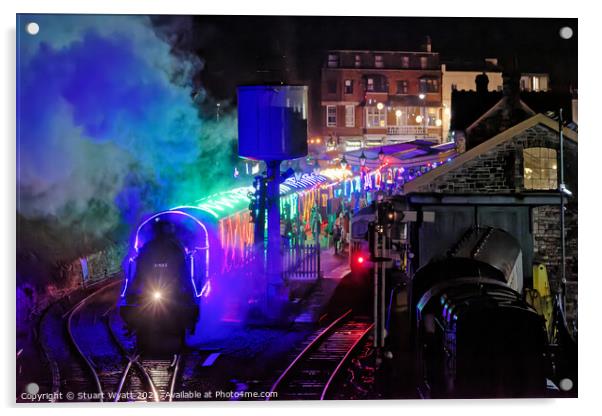 Swanage Christmas steam train Acrylic by Stuart Wyatt