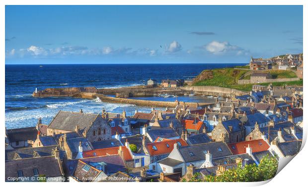 Cullen Harbour and Seatown Scotland Late Summer Light Print by OBT imaging