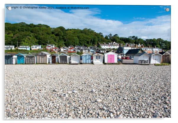 Lyme Regis beach huts Acrylic by Christopher Keeley