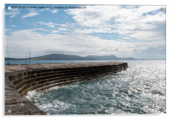 The Cobb at Lyme Regis Acrylic by Christopher Keeley