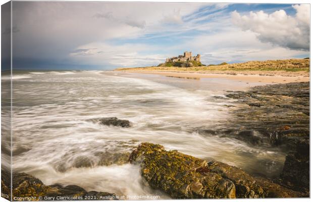 Water Motion on Bamburgh Beach Canvas Print by Gary Clarricoates