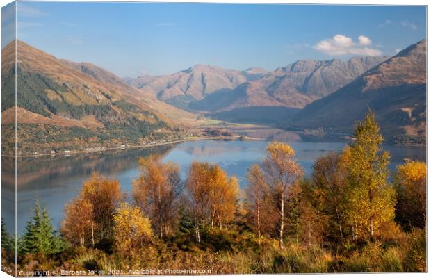 Loch Duich from Mam Ratagan in Autumn  Canvas Print by Barbara Jones