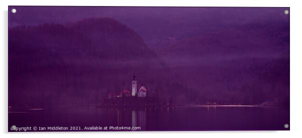 Sunset over Lake Bled Acrylic by Ian Middleton