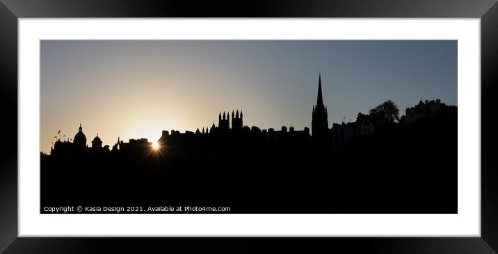 Edinburgh Old Town Silhouette Framed Mounted Print by Kasia Design