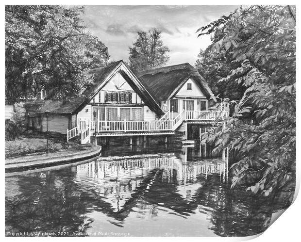 Goring on Thames Boathouses Print by Ian Lewis