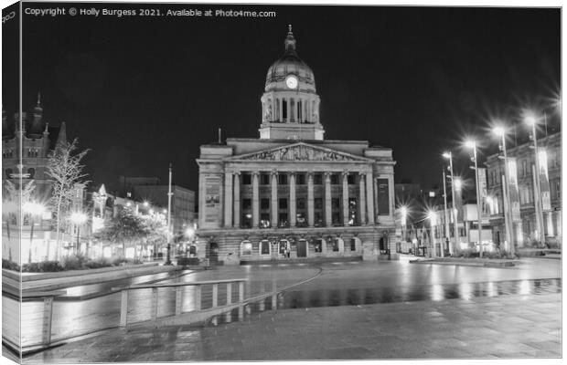 Nostalgic Monochrome View of Nottingham's Heart Canvas Print by Holly Burgess