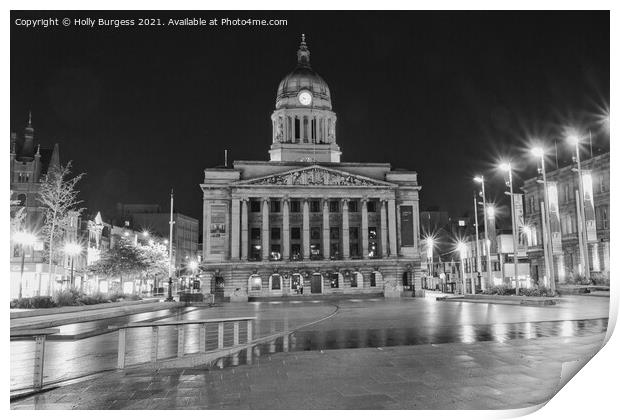Nostalgic Monochrome View of Nottingham's Heart Print by Holly Burgess