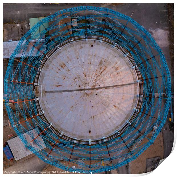 Gas Holder Print by A N Aerial Photography
