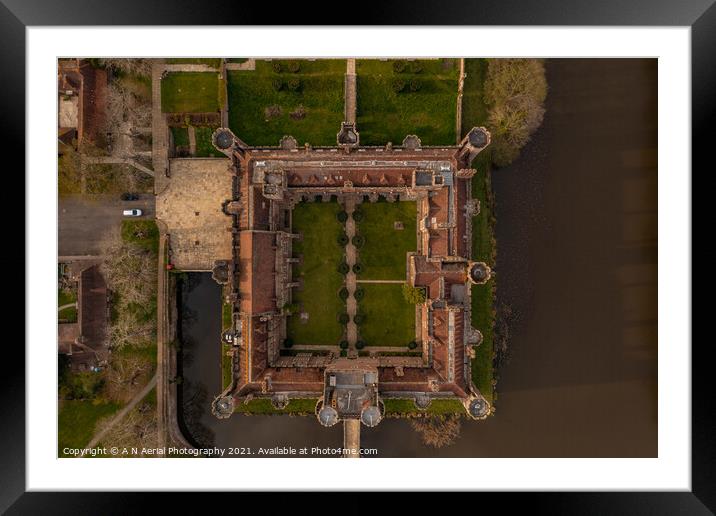 Herstmonceux Castle Top Down Framed Mounted Print by A N Aerial Photography