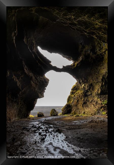 Gígjagjá also known as Yoda cave in Hjoerleifshoefdi, south Iceland  Framed Print by Paulo Rocha
