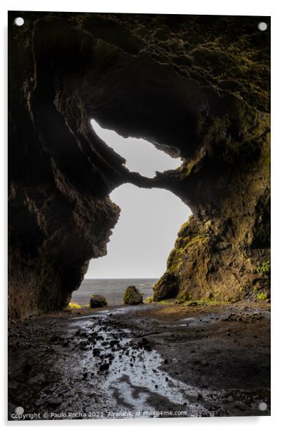 Gígjagjá also known as Yoda cave in Hjoerleifshoefdi, south Iceland  Acrylic by Paulo Rocha