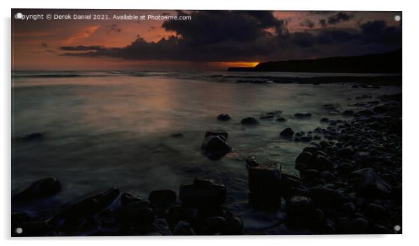 Kimmeridge Sunset #4 (panoramic) Acrylic by Derek Daniel