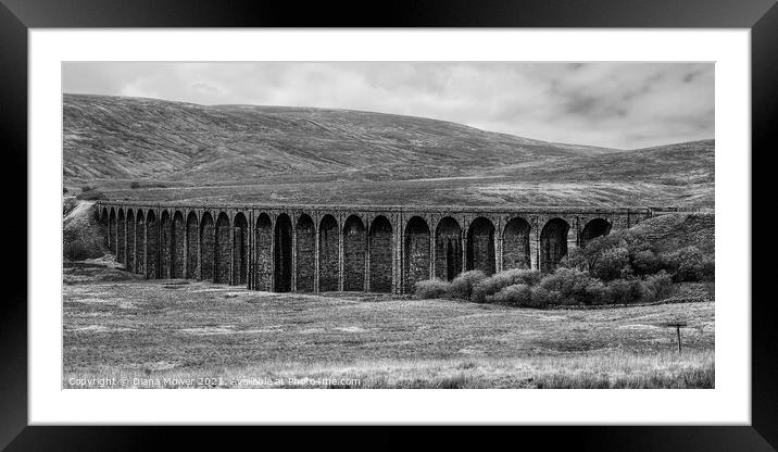 Ribblehead Viaduct Monochrome Framed Mounted Print by Diana Mower
