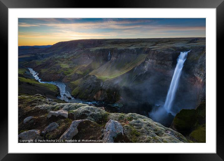 Haifoss waterfall in Iceland Framed Mounted Print by Paulo Rocha