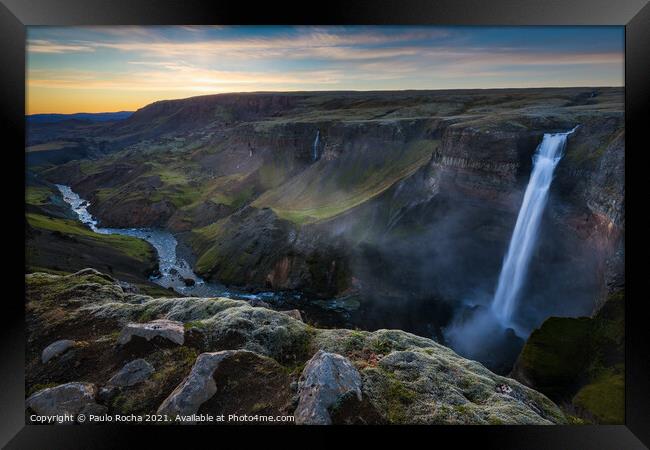 Haifoss waterfall in Iceland Framed Print by Paulo Rocha