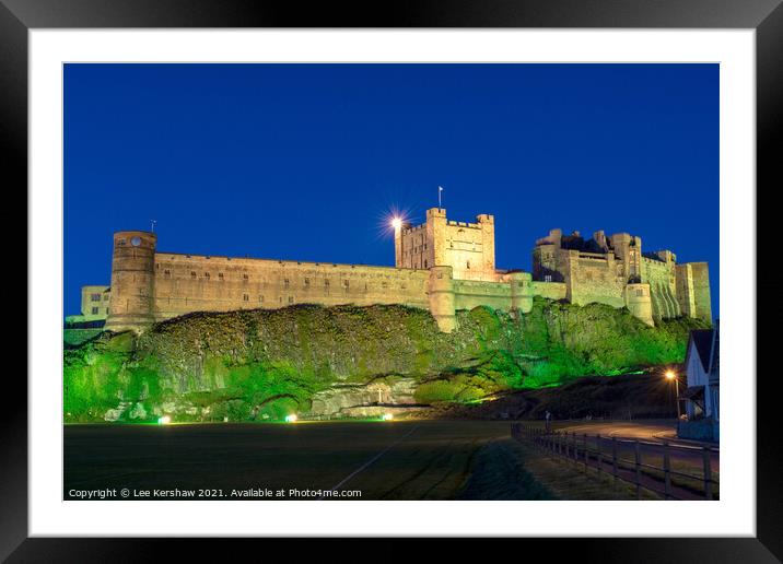 Bamburgh castle night Framed Mounted Print by Lee Kershaw