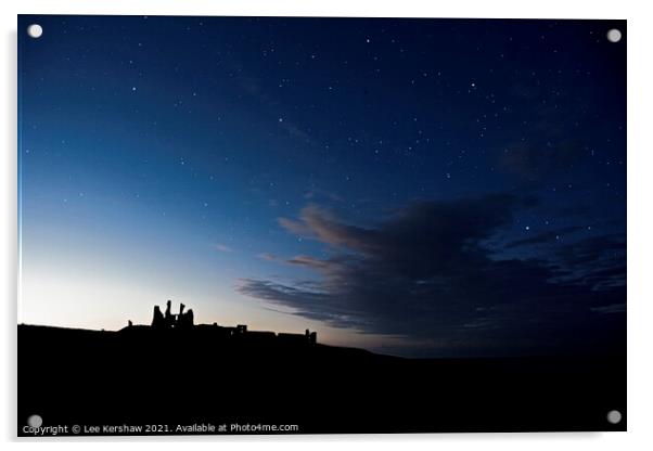 Dunstanburgh castle night sky Acrylic by Lee Kershaw