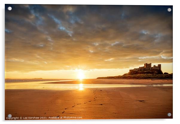 Bamburgh golden sands Acrylic by Lee Kershaw