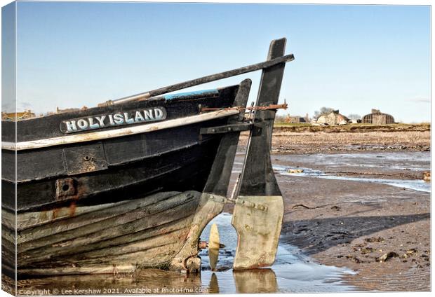 Holy Island boat Canvas Print by Lee Kershaw