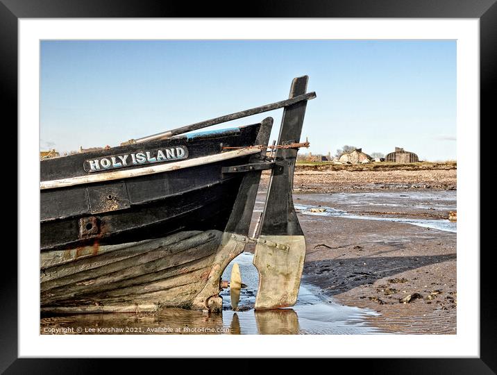 Holy Island boat Framed Mounted Print by Lee Kershaw