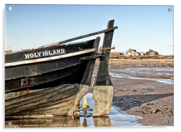 Holy Island boat Acrylic by Lee Kershaw