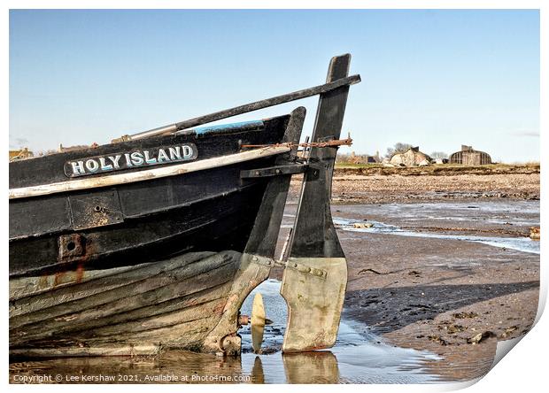 Holy Island boat Print by Lee Kershaw