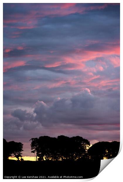 Purple sunset at Rennington Print by Lee Kershaw