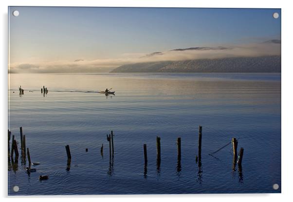 Loch Ness Kayak Acrylic by Malcolm Smith
