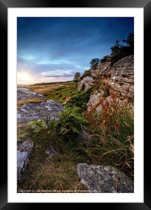 Corby Crags sunset Northumberland Framed Mounted Print by Lee Kershaw