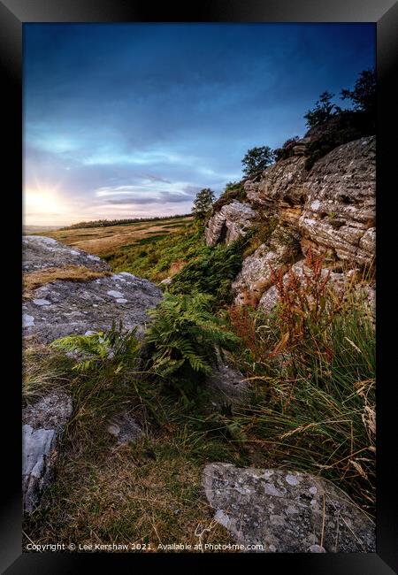 Corby Crags sunset Northumberland Framed Print by Lee Kershaw