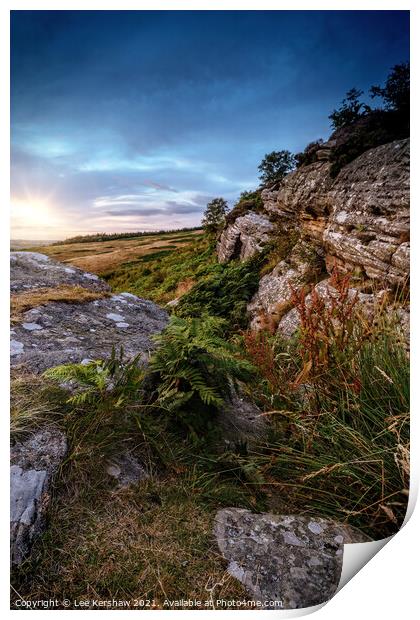 Corby Crags sunset Northumberland Print by Lee Kershaw