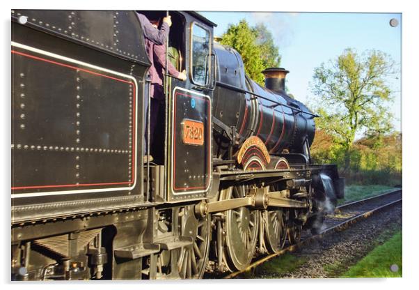 Steam locomotive 7820 Dinmore Manor. Acrylic by David Birchall