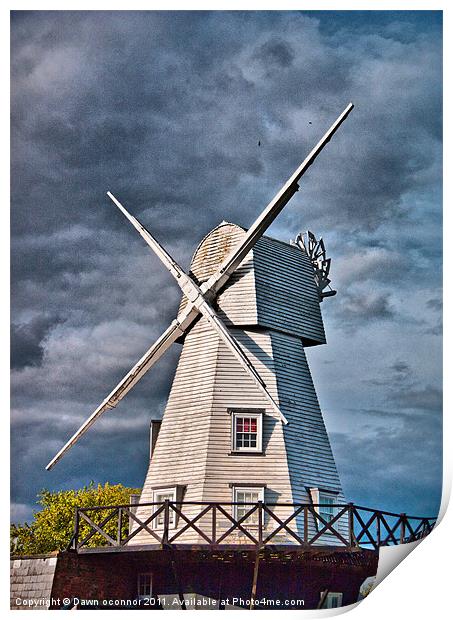 The Rye Windmill, East Sussex. Print by Dawn O'Connor
