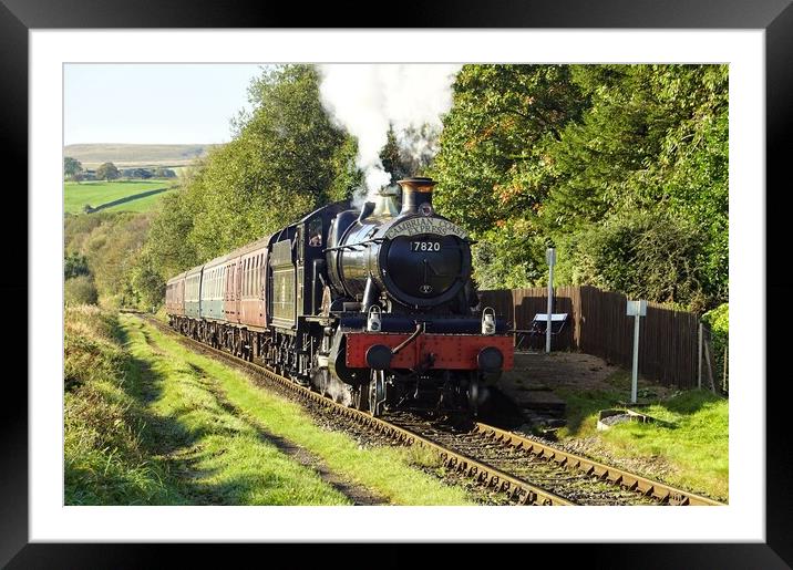 Steam train 7820 Dinmore Manor departure. Framed Mounted Print by David Birchall