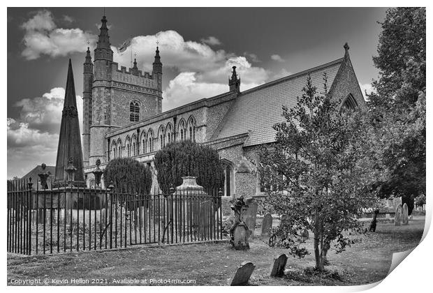 St Mary and All Saints church and churchyard, Old Beaconsfield, Print by Kevin Hellon