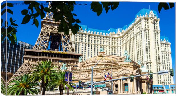 The Paris Hotel and Eiffel tower in Las Vegas strip, Nevada Canvas Print by Greg Marshall