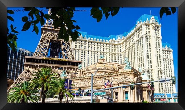 The Paris Hotel and Eiffel tower in Las Vegas strip, Nevada Framed Print by Greg Marshall