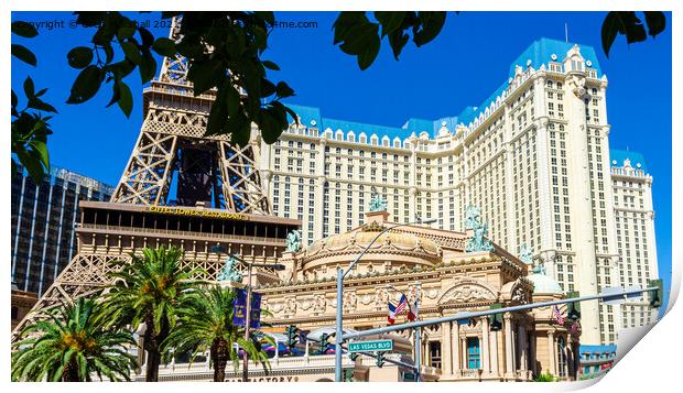 The Paris Hotel and Eiffel tower in Las Vegas strip, Nevada Print by Greg Marshall