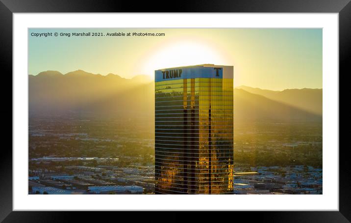 Golden Halo above Trump Tower Las Vegas Nevada Framed Mounted Print by Greg Marshall