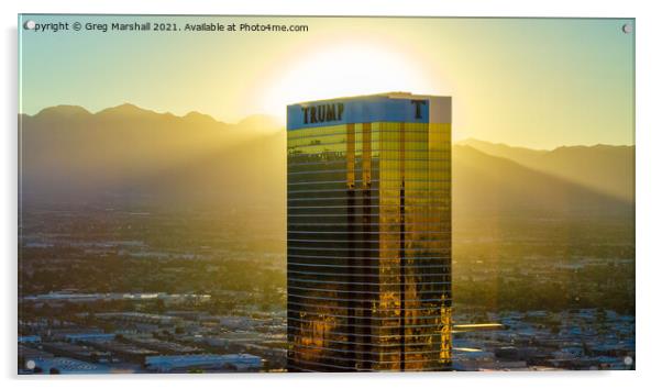 Golden Halo above Trump Tower Las Vegas Nevada Acrylic by Greg Marshall