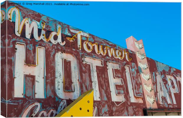 Old Hotel neon sign, Las Vegas, Nevada Canvas Print by Greg Marshall