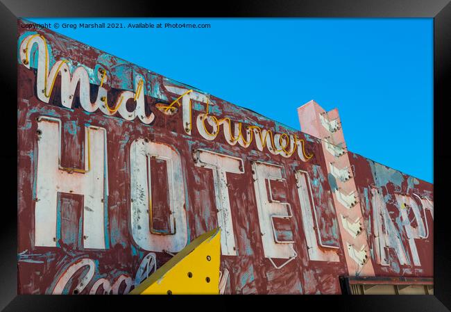 Old Hotel neon sign, Las Vegas, Nevada Framed Print by Greg Marshall