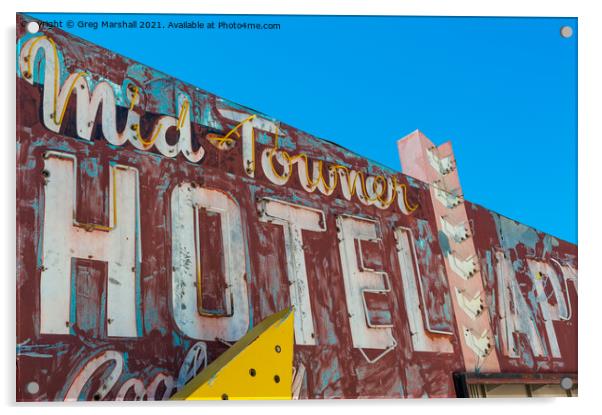 Old Hotel neon sign, Las Vegas, Nevada Acrylic by Greg Marshall