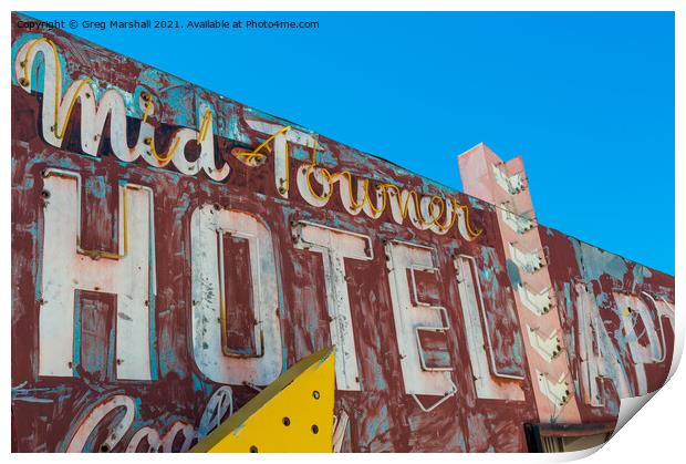 Old Hotel neon sign, Las Vegas, Nevada Print by Greg Marshall