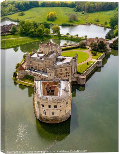 Leeds Castle, Kent Canvas Print by A N Aerial Photography