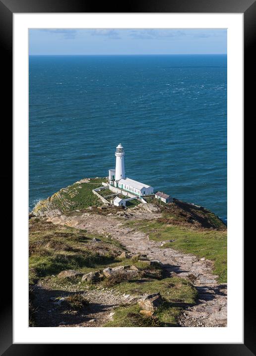 Rocky pathway down to South Stack Lighthouse Framed Mounted Print by Jason Wells
