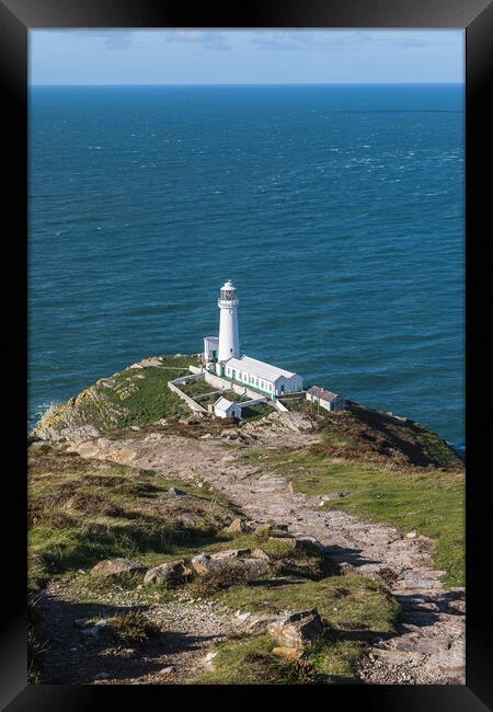 Rocky pathway down to South Stack Lighthouse Framed Print by Jason Wells