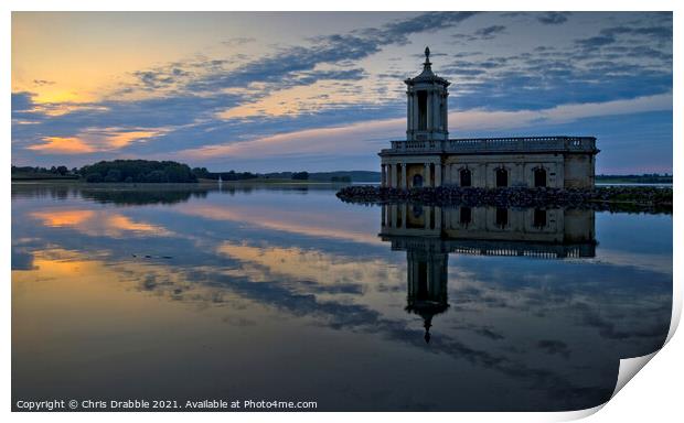 Normanton Church at sunset Print by Chris Drabble